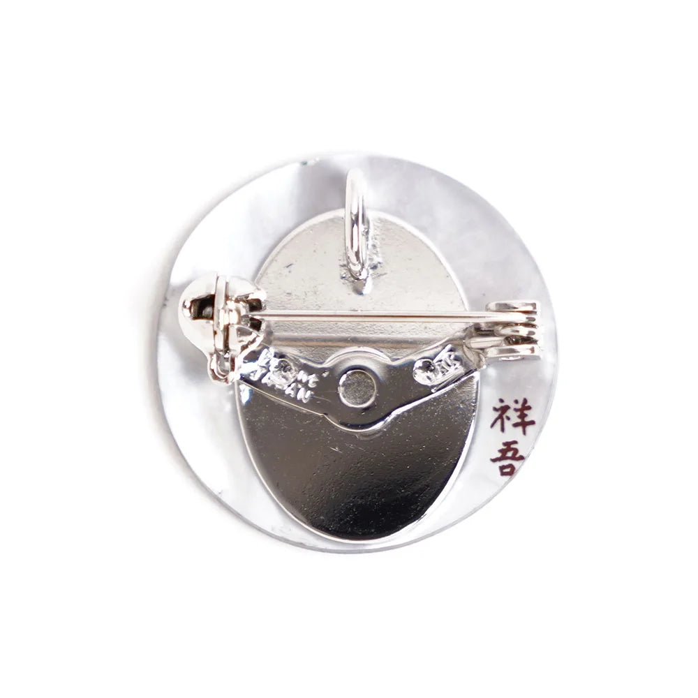 Maki-e Urushi Lacquer Brooch - Black Lip Oyster Pearl Shell / Kingfisher -, Traditional Japanese Urushi Lacquer Jewelry