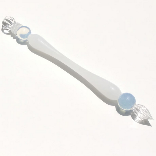 Japanese Glass Dip Pen - Crown / White Opal - , Gifts for Writers