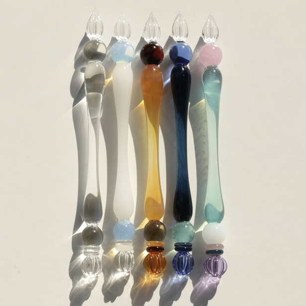 Japanese Glass Dip Pen - Crown / Navy - , Gifts for Writers
