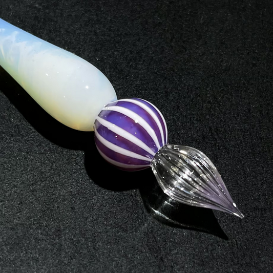 Japanese Glass Dip Pen - Grape Stripe × White Opal - , Gifts for Writers