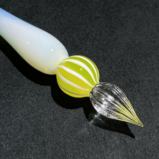 Japanese Glass Dip Pen - Lemon Stripe × White Opal - , Gifts for Writers
