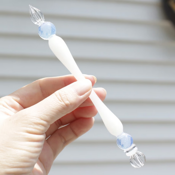 Japanese Glass Dip Pen - Crown / White Opal - , Gifts for Writers