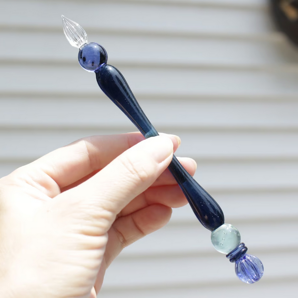 Japanese Glass Dip Pen - Crown / Navy - , Gifts for Writers