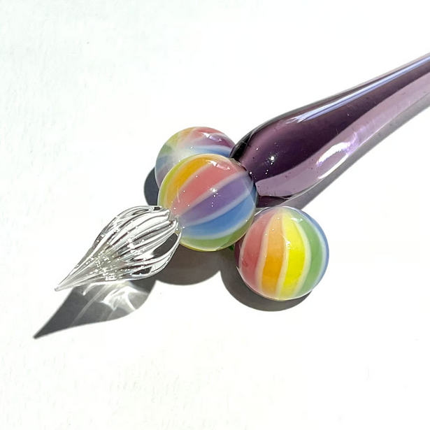 Japanese Glass Dip Pen Rest - Rainbow -
