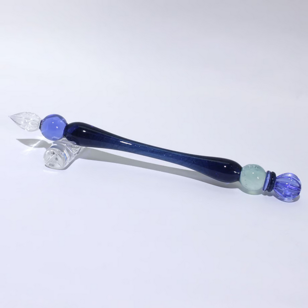 Japanese Glass Dip Pen - Crown / Navy - , Gifts for Writers