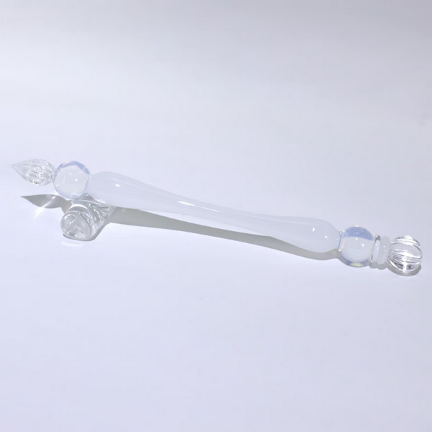 Japanese Glass Dip Pen - Crown / White Opal - , Gifts for Writers