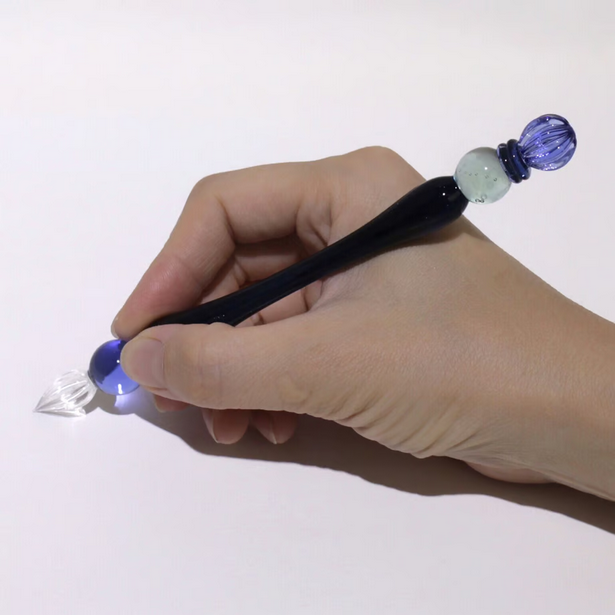 Japanese Glass Dip Pen - Crown / Navy - , Gifts for Writers