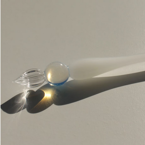 Japanese Glass Dip Pen - Crown / White Opal - , Gifts for Writers