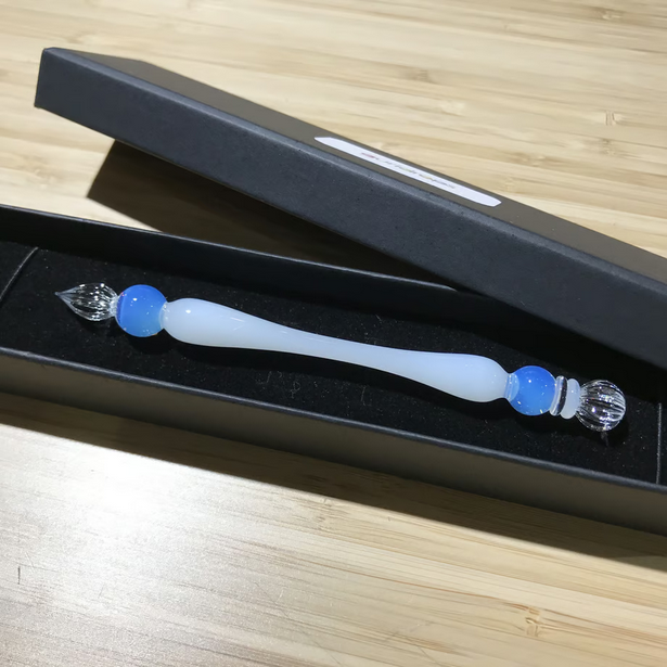Japanese Glass Dip Pen - Crown / White Opal - , Gifts for Writers