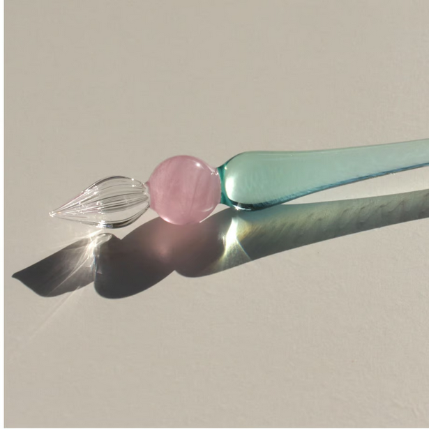 Japanese Glass Dip Pen - Crown / Light Blue - , Gifts for Writers