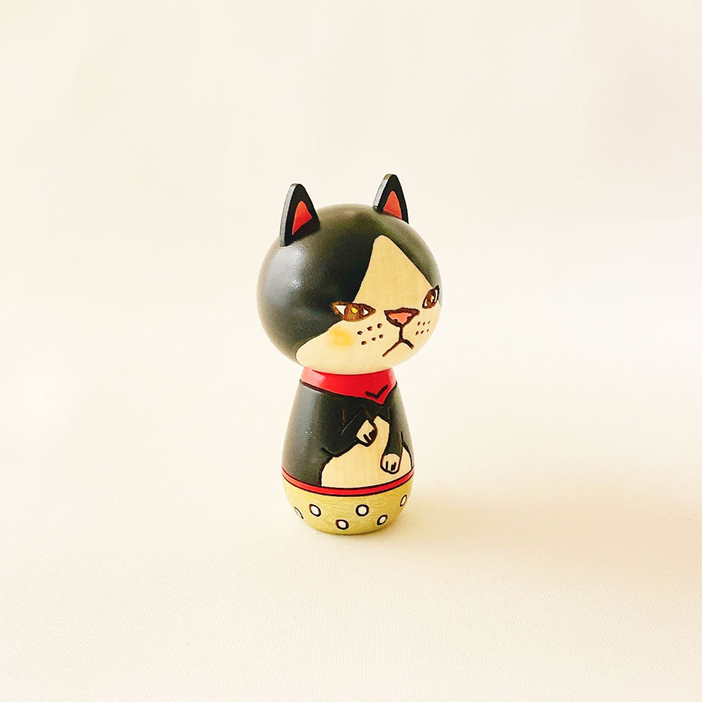 Japanese Kokeshi Doll - Black Cat -