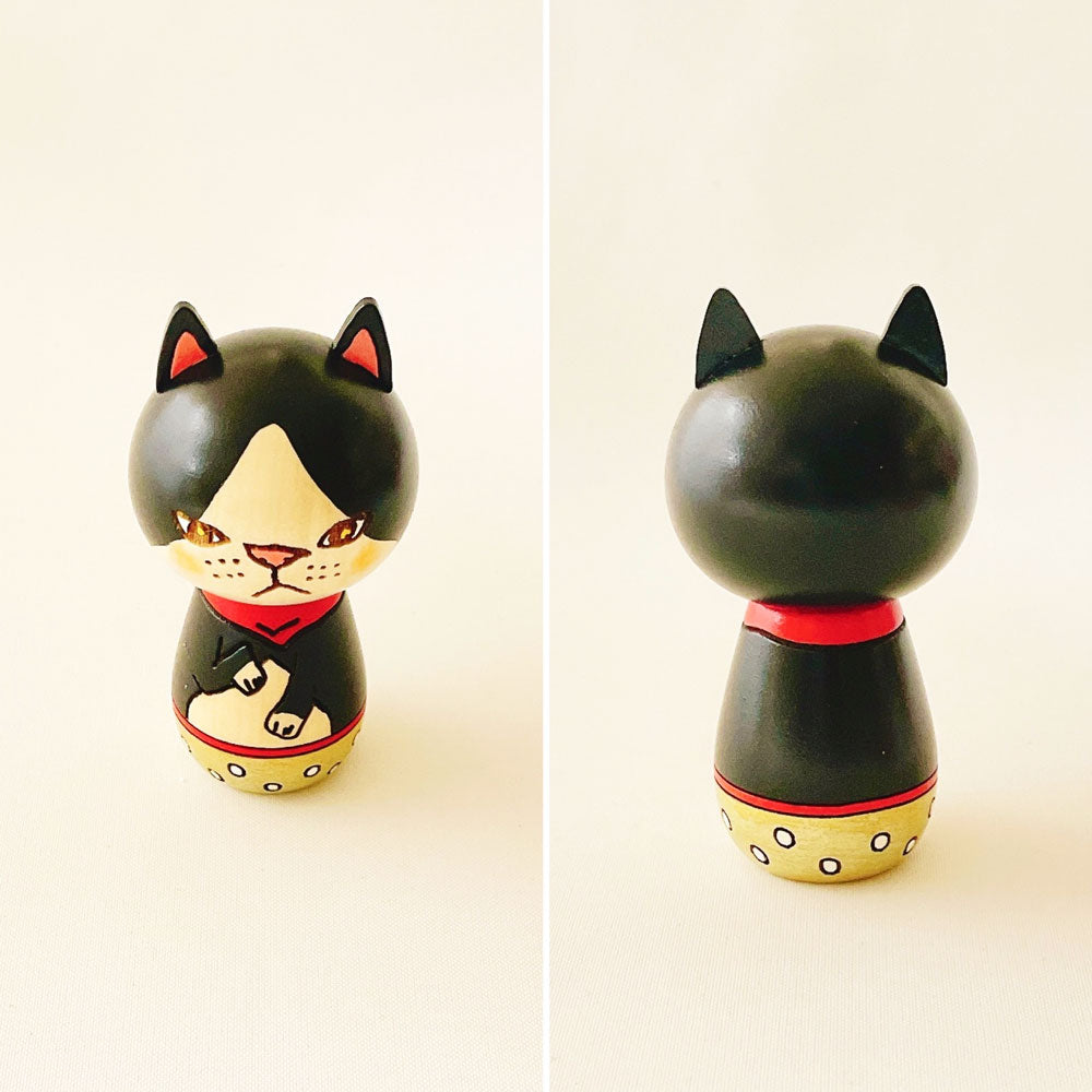 Japanese Kokeshi Doll - Black Cat -