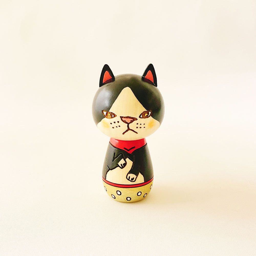 Japanese Kokeshi Doll - Black Cat -