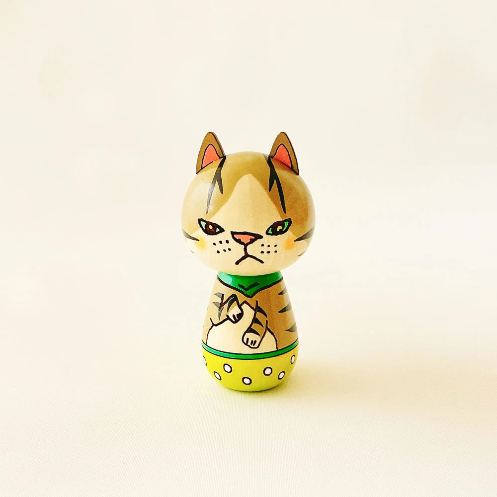 Japanese Kokeshi Doll - Tabby Cat -