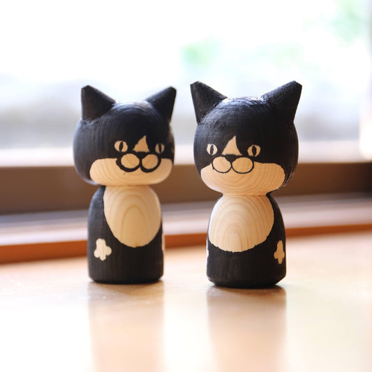 Japanese Kokeshi Doll - Black Cat -