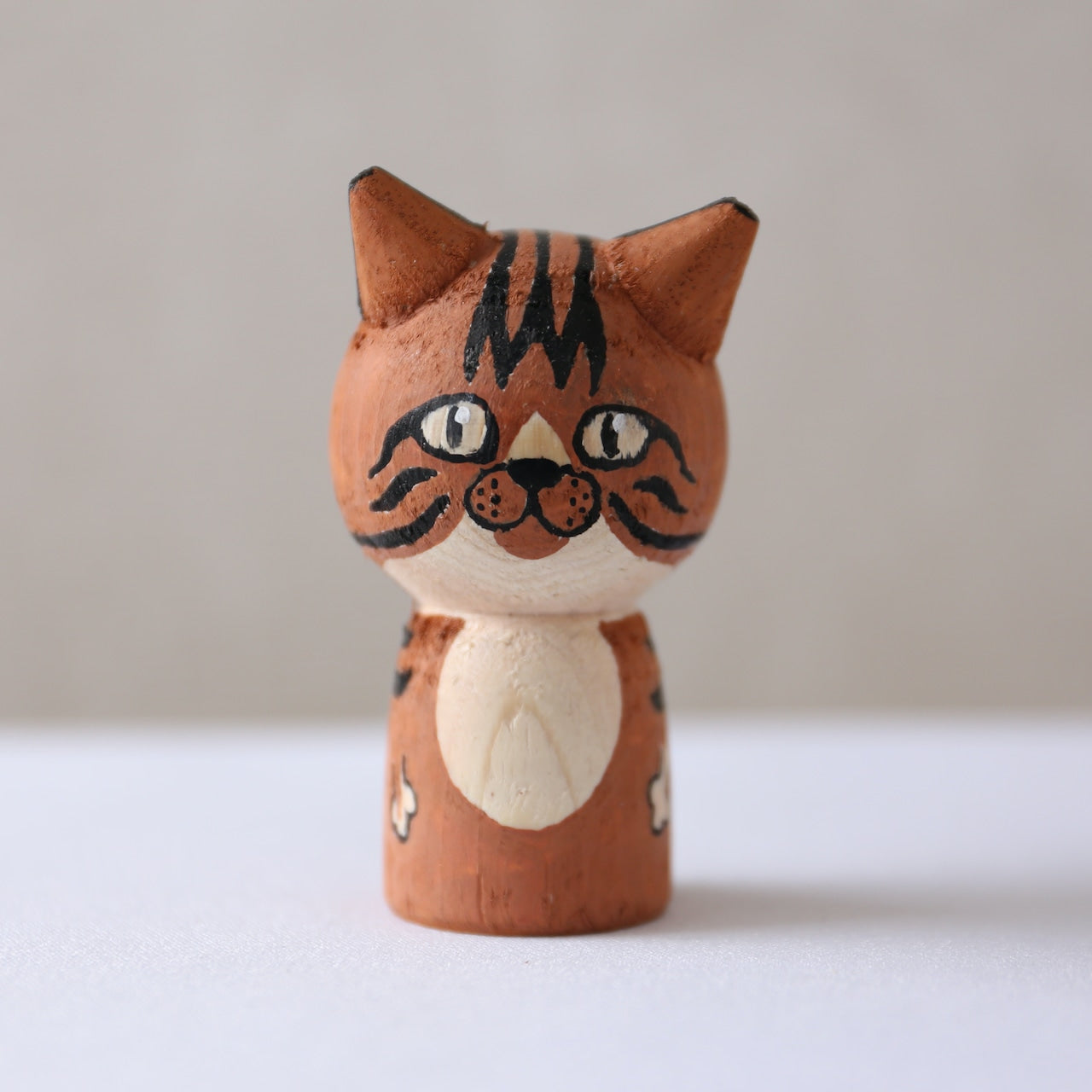 Japanese Kokeshi Doll - Brown Tabby Cat -