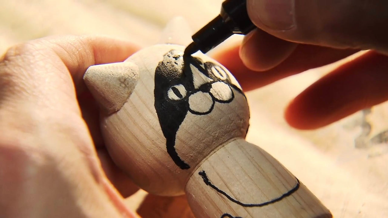 Japanese Kokeshi Doll - Black Cat -