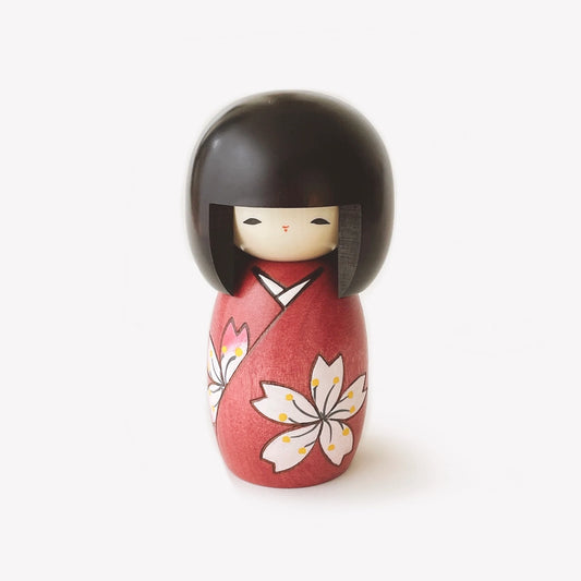 Japanese Kokeshi Doll - Cherry Blossoms -