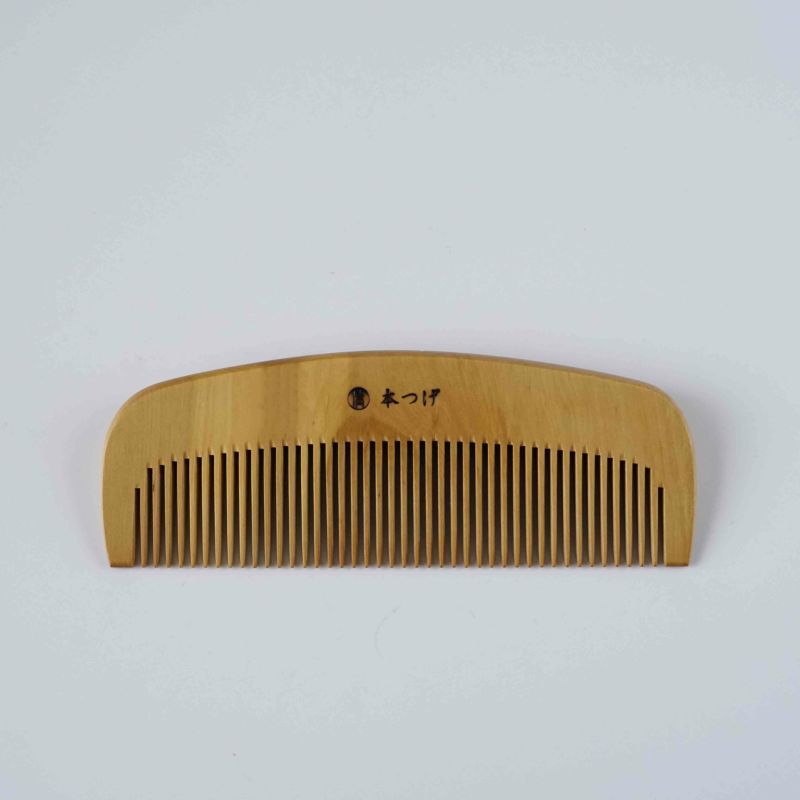Japanese Tsuge (Boxwood) Comb with Hand Woven Linen Case - Camellia - ,  Handmade in Kyoto, Japan,  Japanese traditional hair comb
