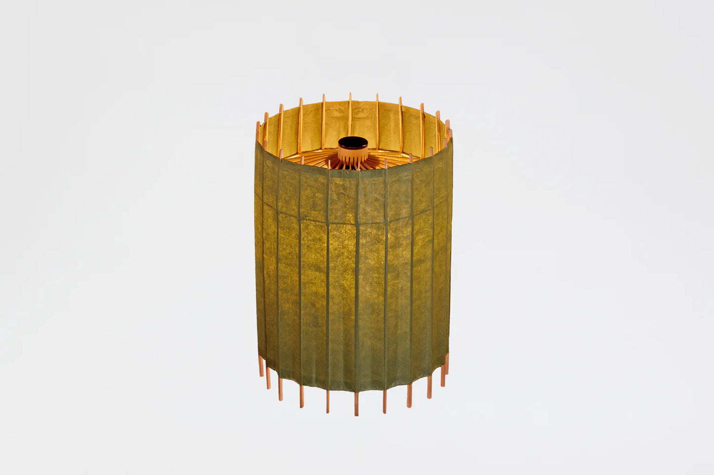 Japanese Umbrella Table Lamp - Matsuba-Iro (dark yellowish green) - , Made in Kyoto Japan, traditional japanese lamp