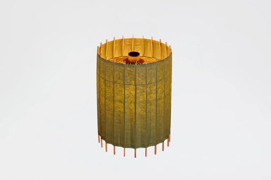 Japanese Umbrella Table Lamp - Matsuba-Iro (dark yellowish green) - , Made in Kyoto Japan, traditional japanese lamp