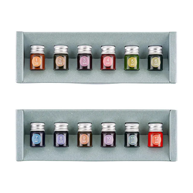Kakimori x TSUKI no IRO: Mini Ink Bottle Set Jan-Jun Set / July-Dec Set, 2027 Hobonichi Accessories