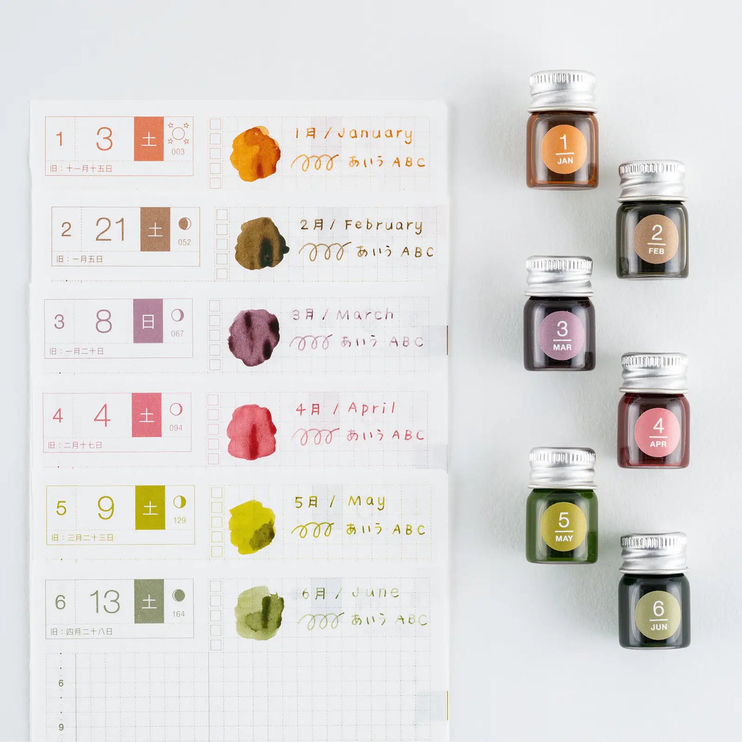 Kakimori x TSUKI no IRO: Mini Ink Bottle Set Jan-Jun Set / July-Dec Set, 2027 Hobonichi Accessories