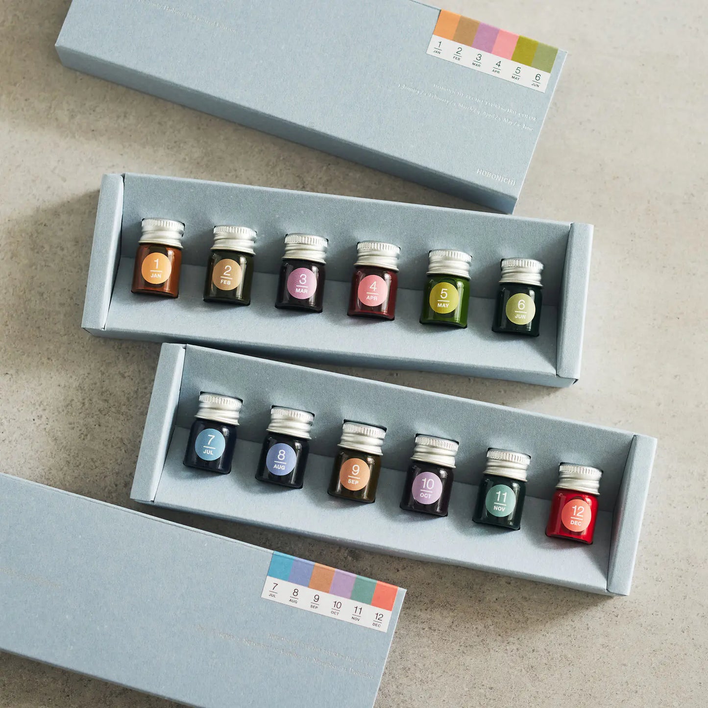 Kakimori x TSUKI no IRO: Mini Ink Bottle Set Jan-Jun Set / July-Dec Set, 2027 Hobonichi Accessories