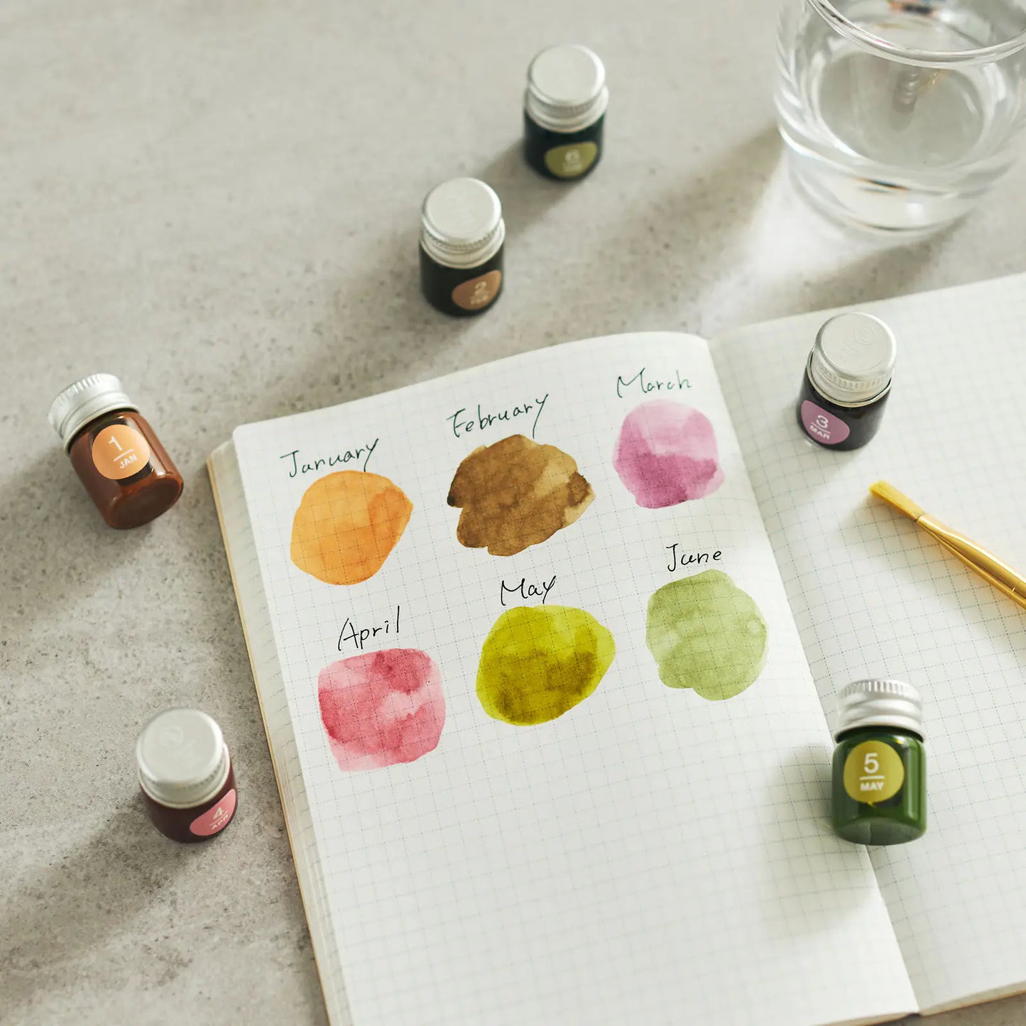 Kakimori x TSUKI no IRO: Mini Ink Bottle Set Jan-Jun Set / July-Dec Set, 2027 Hobonichi Accessories
