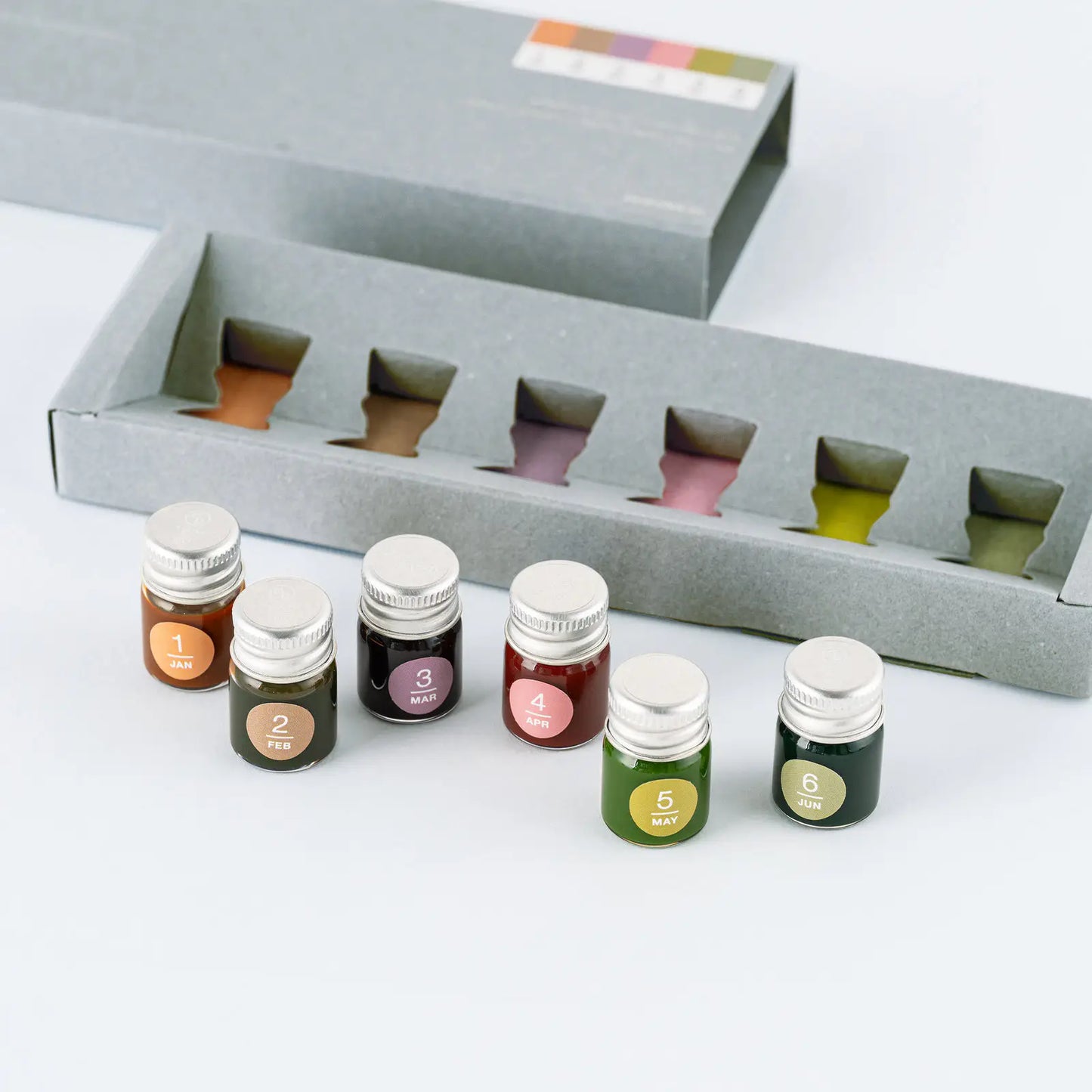 Kakimori x TSUKI no IRO: Mini Ink Bottle Set Jan-Jun Set / July-Dec Set, 2027 Hobonichi Accessories