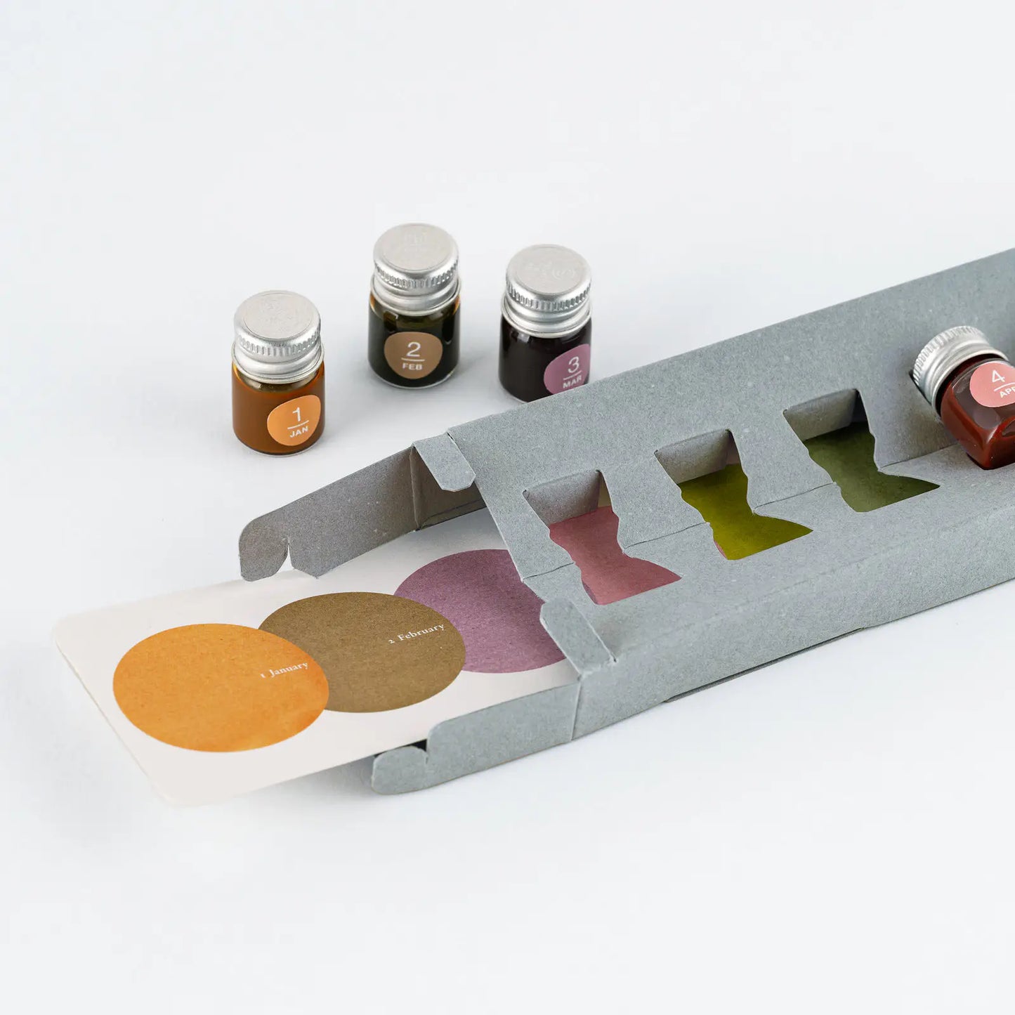 Kakimori x TSUKI no IRO: Mini Ink Bottle Set Jan-Jun Set / July-Dec Set, 2027 Hobonichi Accessories