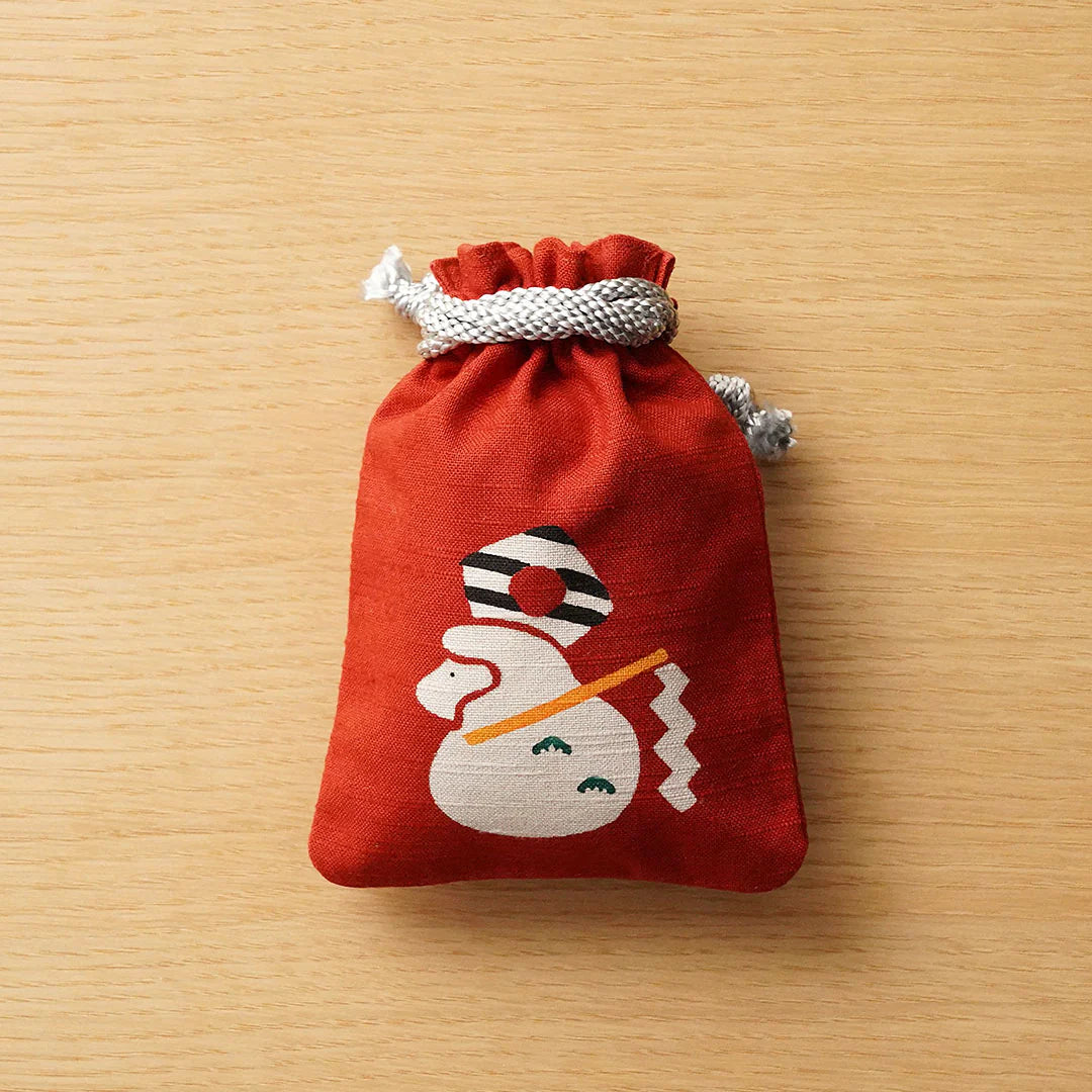 Katazome Small Talisman Bag - Monkey -,  Drawstring Pouch,  Japanese traditional craft bag