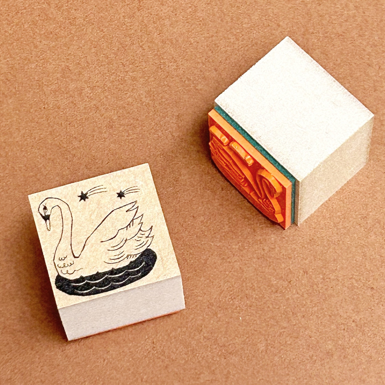 Kinotorico Wooden Rubber Stamp - Swan -, Kinotorico stamp