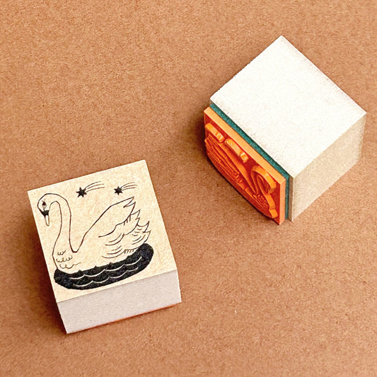 Kinotorico Wooden Rubber Stamp - Swan -, Kinotorico stamp