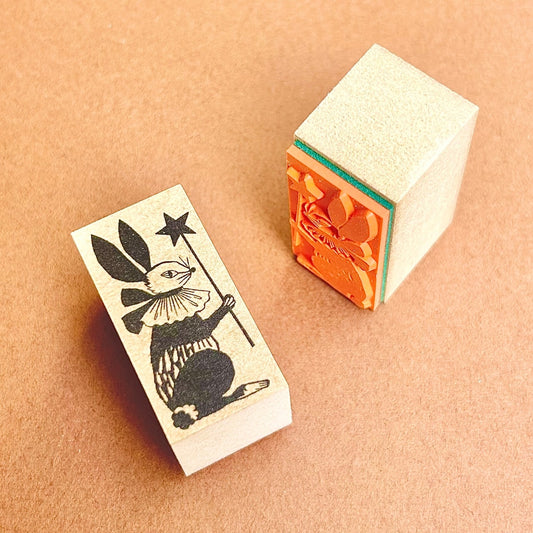 Kinotorico Wooden Rubber Stamp - Rabbit with Star Magic Wand -, Kinotorico stamp