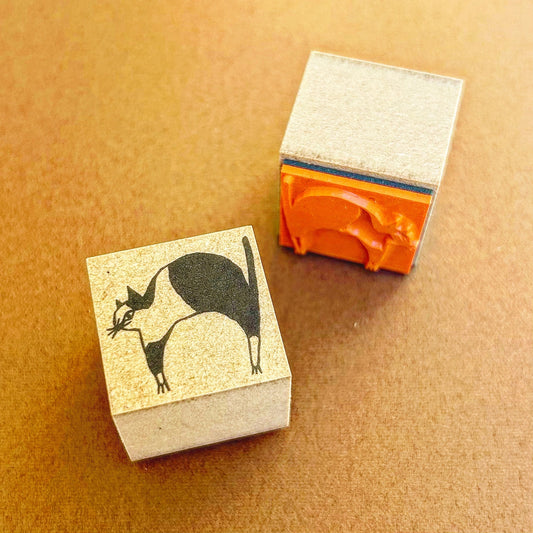 Kinotorico Wooden Rubber Stamp - Bicolor Cat -, Kinotorico stamp