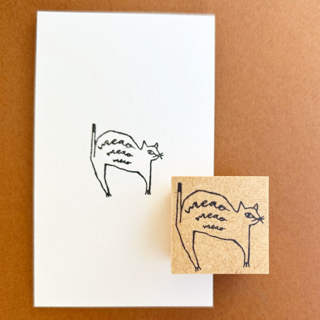 Kinotorico Wooden Rubber Stamp - White Cat -, Kinotorico stamp