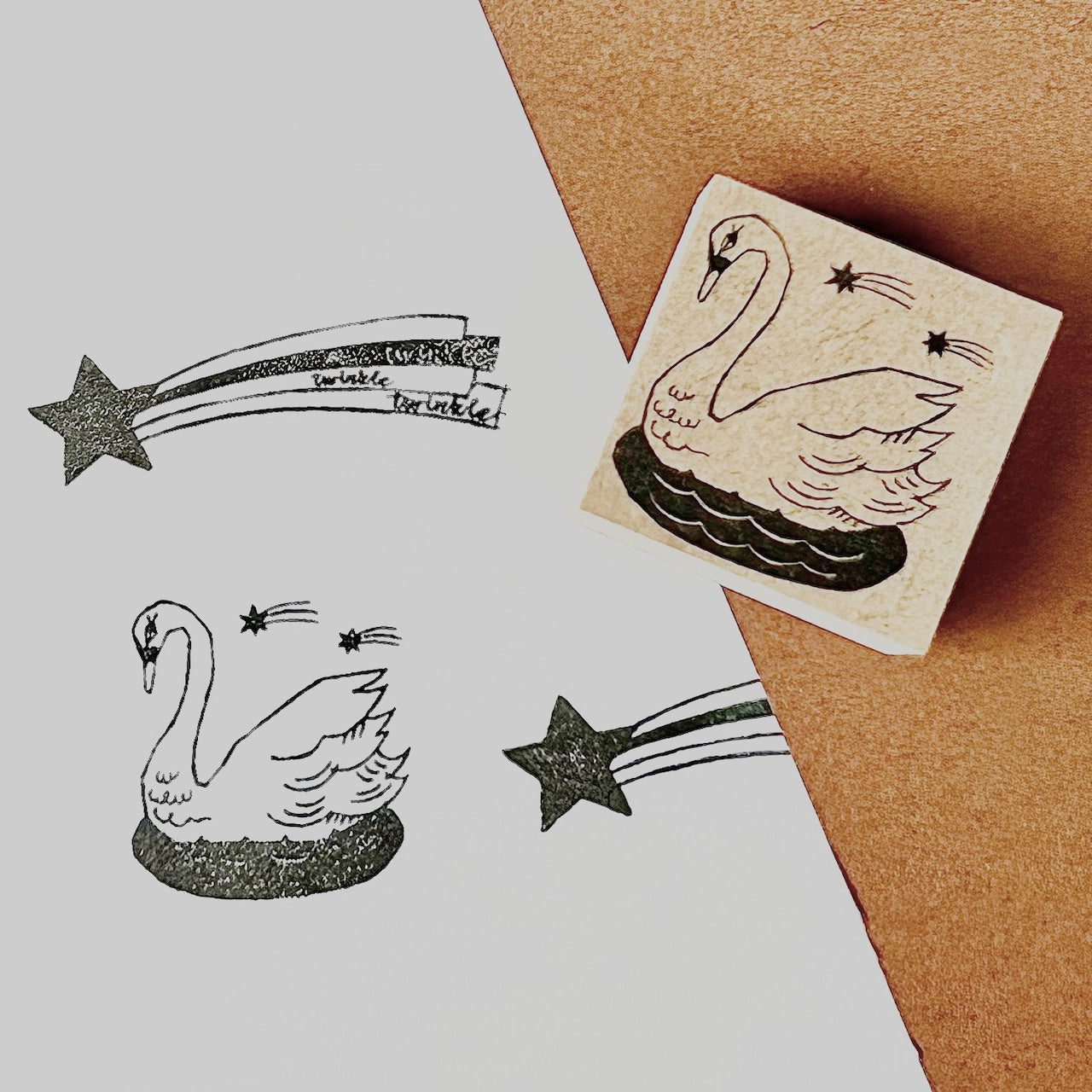 Kinotorico Wooden Rubber Stamp - Swan -, Kinotorico stamp