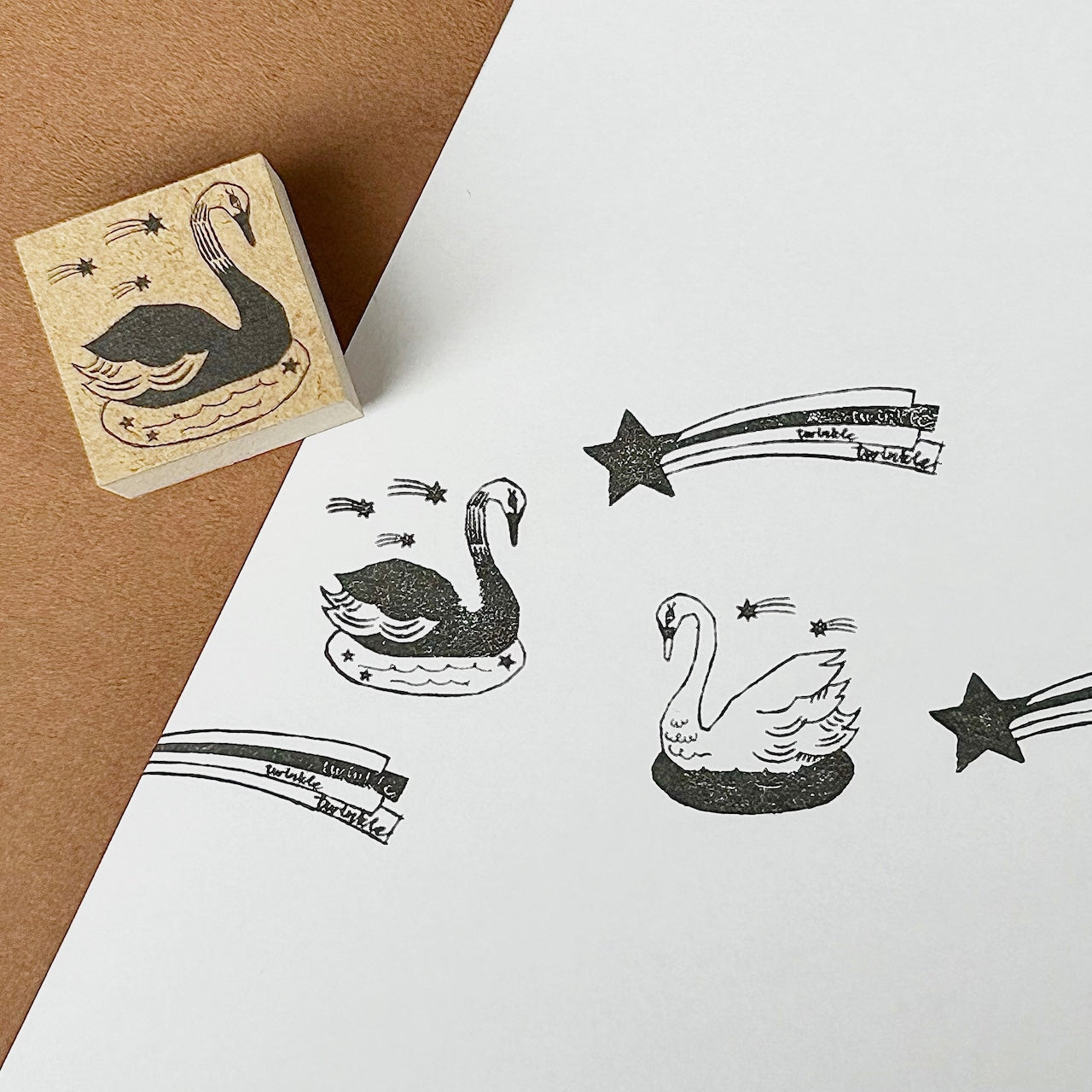 Kinotorico Wooden Rubber Stamp - Black Swan -, Kinotorico stamp
