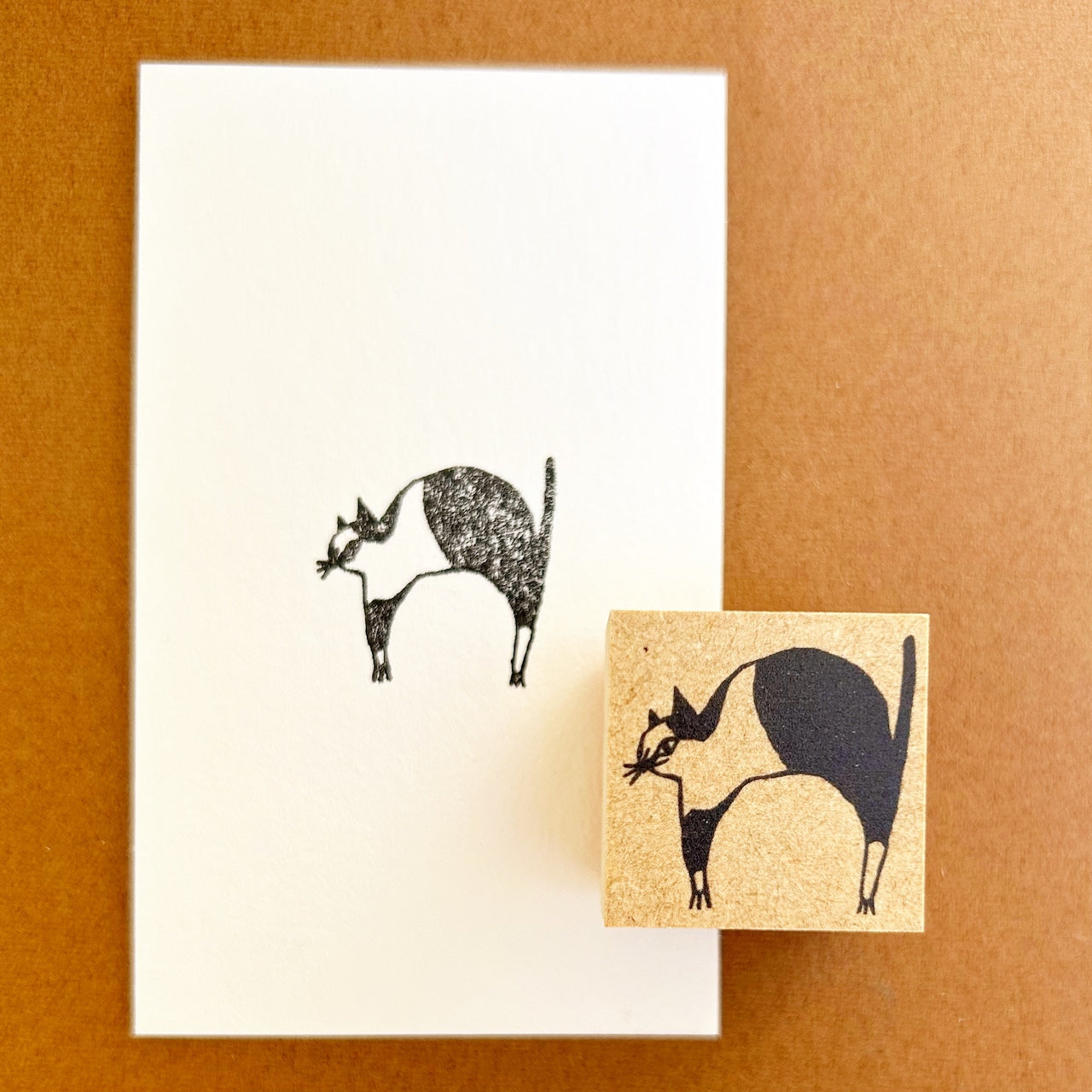 Kinotorico Wooden Rubber Stamp - Bicolor Cat -, Kinotorico stamp