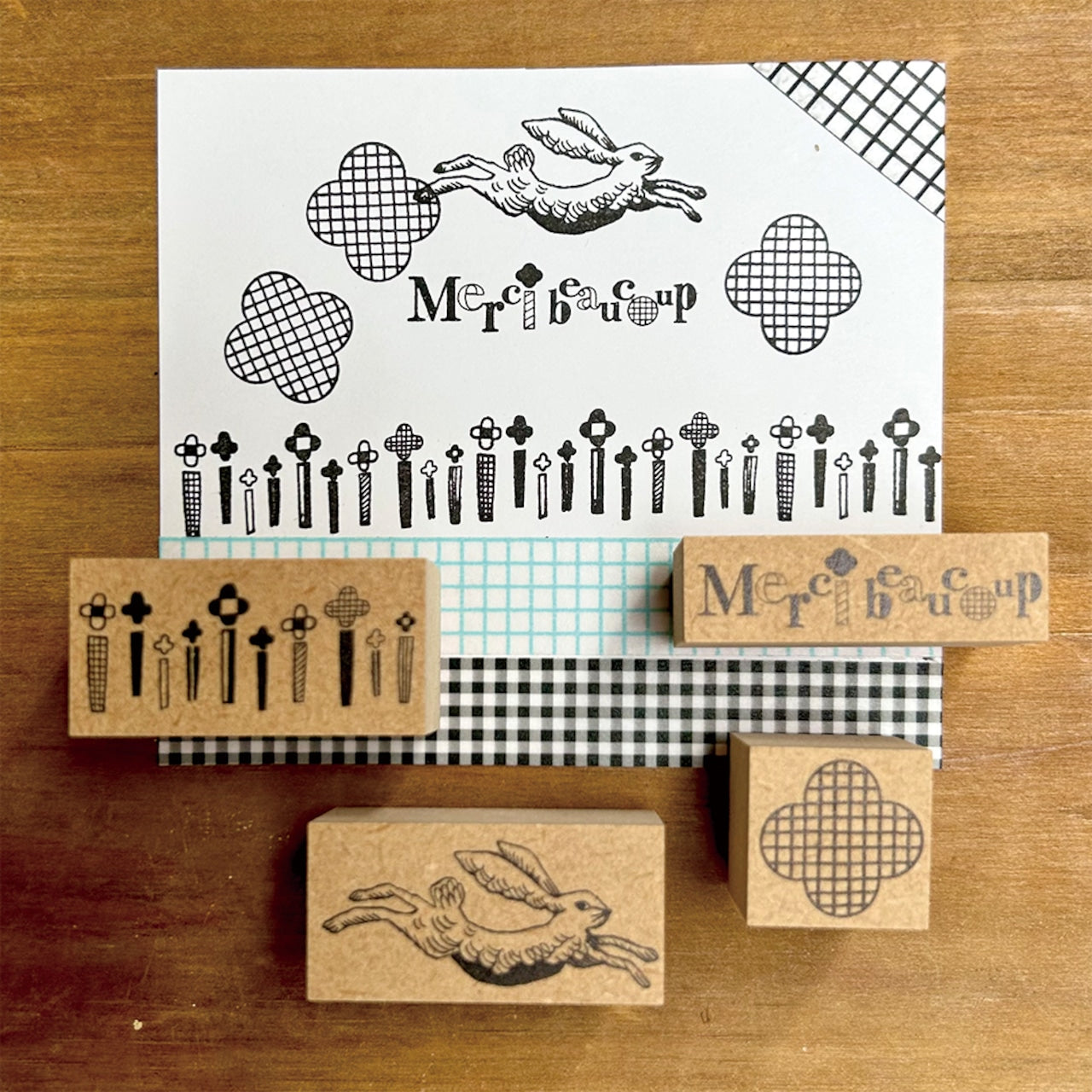 Kinotorico Wooden Rubber Stamp - White Rabbit -, Kinotorico stamp