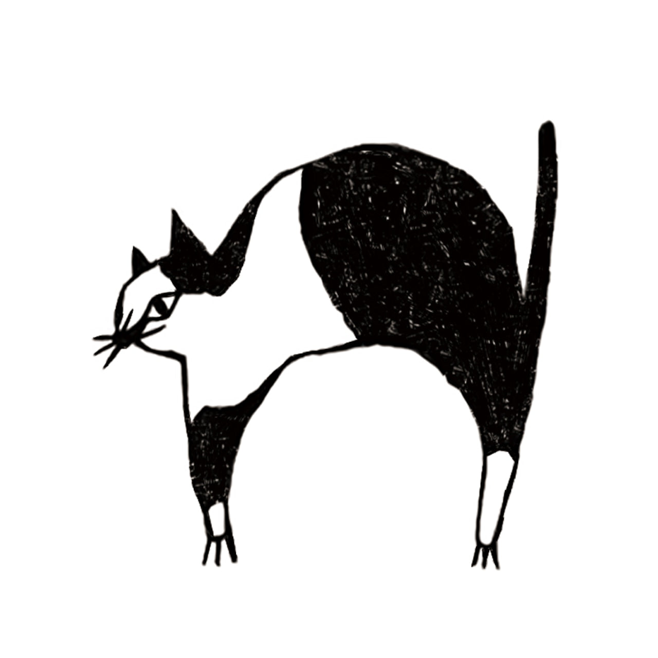 Kinotorico Wooden Rubber Stamp - Bicolor Cat -, Kinotorico stamp
