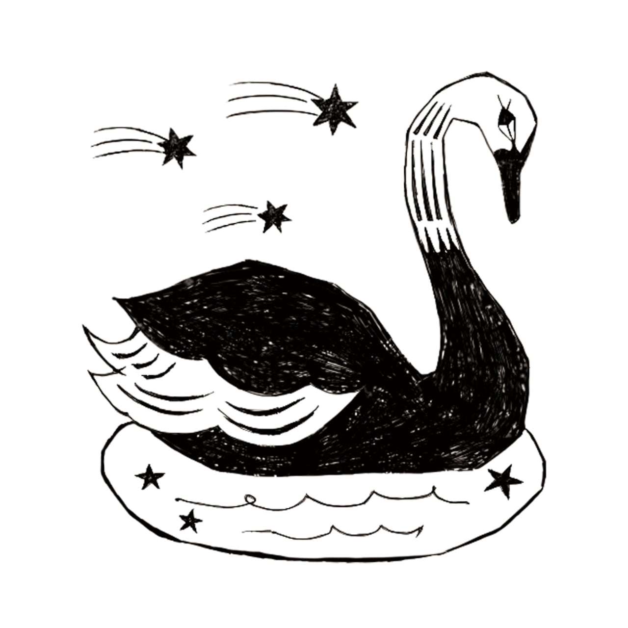 Kinotorico Wooden Rubber Stamp - Black Swan -, Kinotorico stamp