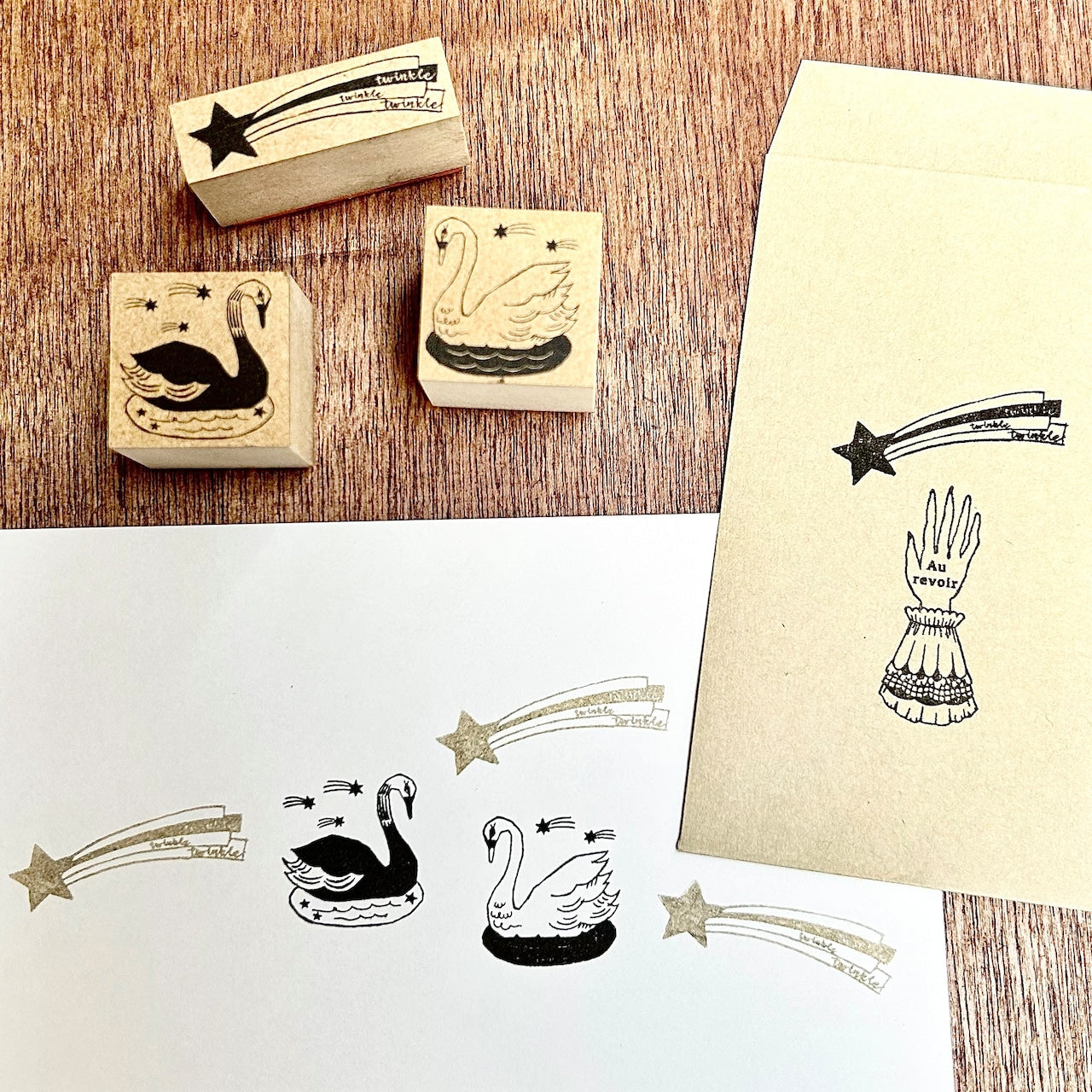 Kinotorico Wooden Rubber Stamp - Black Swan -, Kinotorico stamp