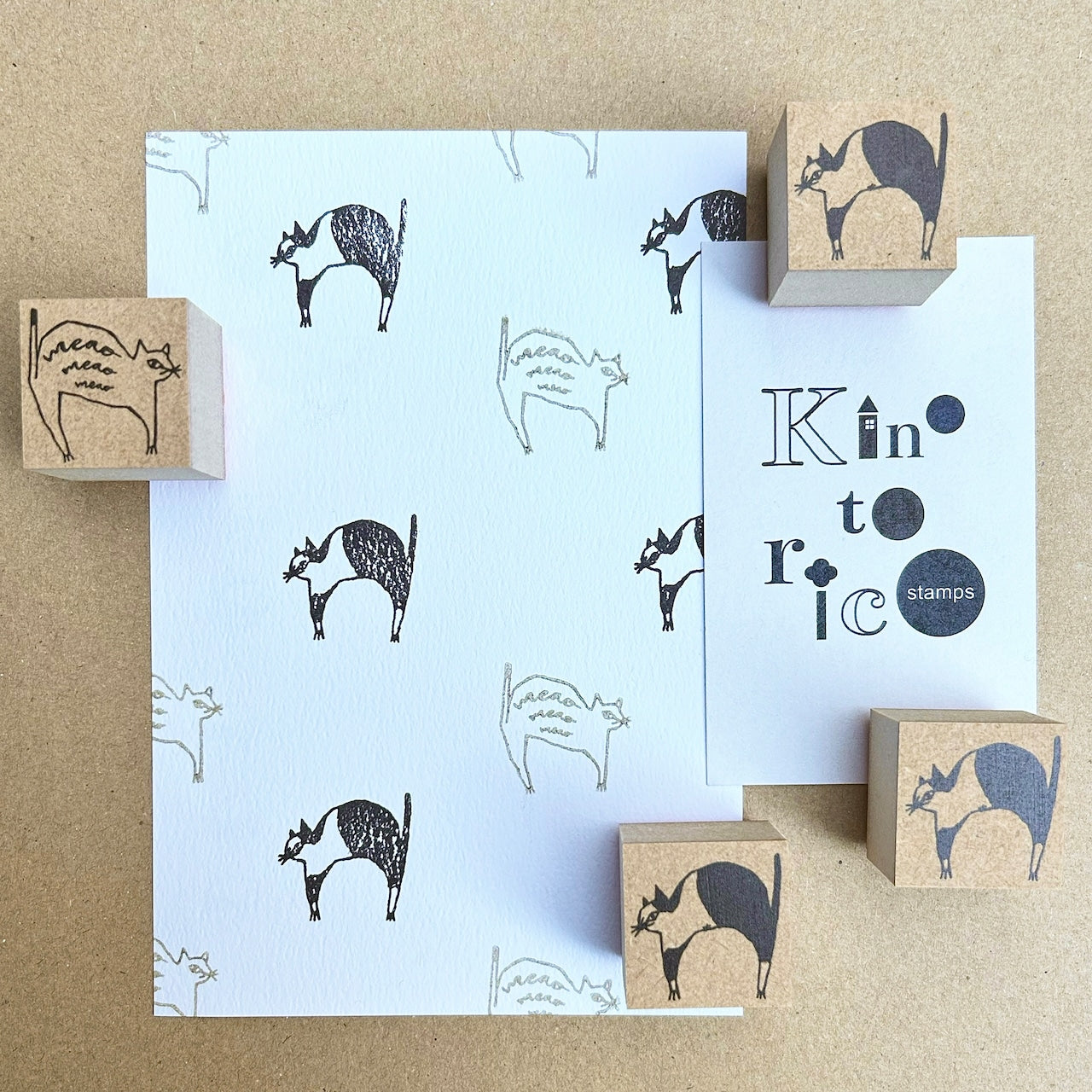 Kinotorico Wooden Rubber Stamp - Bicolor Cat -, Kinotorico stamp