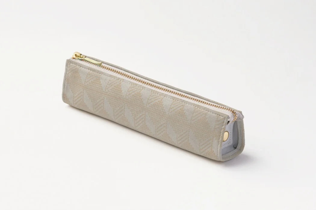 Koshu Inden Japanese Deerskin Leather Pencil Case - Upside down Mt. Fuji / Greenish Gray - , Made in Japan, &nbsp;Japanese traditional craft pencil case