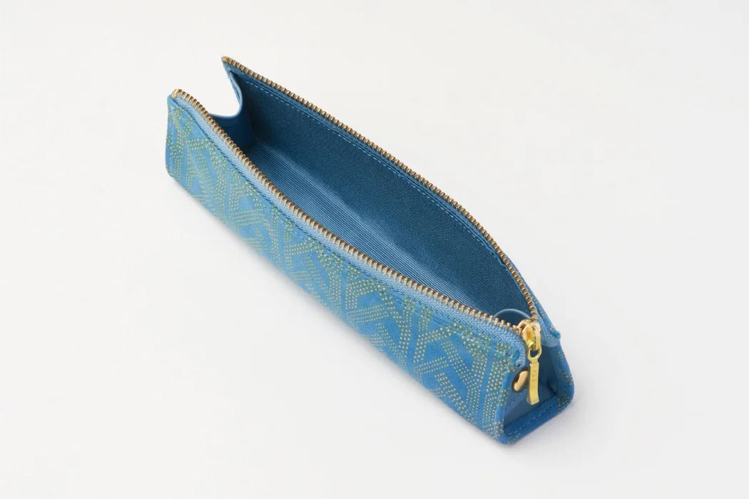 Koshu Inden Japanese Deerskin Leather Pencil Case - Antler / Light Blue - , Made in Japan,  Japanese traditional craft pencil case