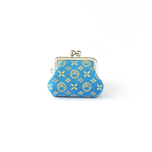 Koshu Inden Japanese Deerskin Leather with Urushi (Japanese Lacquer) Clasp Coin Purse - Mt.Fuji Pattern / Light Blue - ,  Made in Japan,  Change Purse,  Japanese Gamaguchi Coin Purse