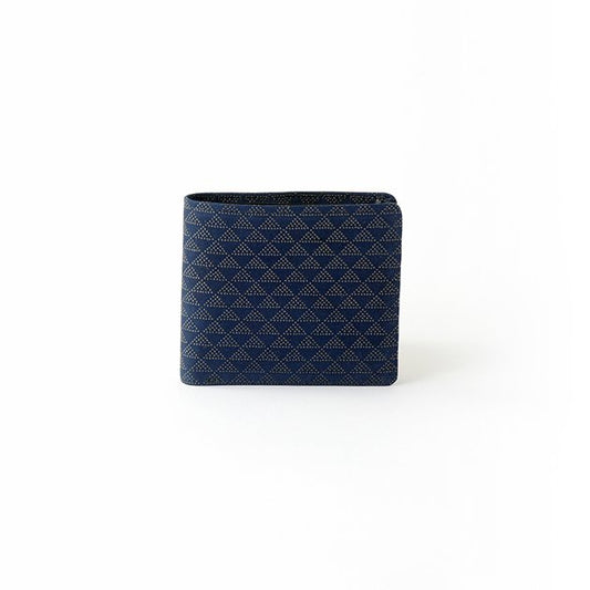 Koshu Inden Japanese Deerskin Leather with Urushi (Japanese Lacquer) Fold Wallet - Scale Pattern / Iron Blue - ,  Made in Japan,  Japanese Leather Wallet