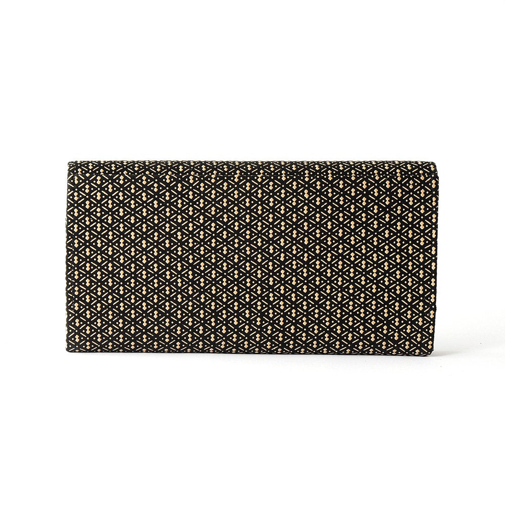 Koshu Inden Japanese Deerskin Leather with Urushi (Japanese Lacquer) Long Wallet - Gourd Pattern / Gray-Black - ,  Made in Japan,  Japanese Leather Wallet